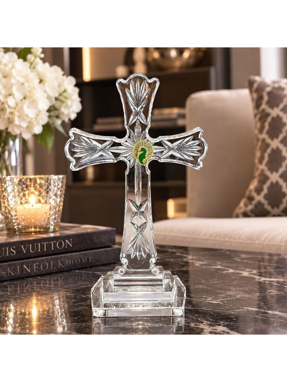 Vintage Waterford Crystal Standing Cross 8" Made in Ireland Original Box